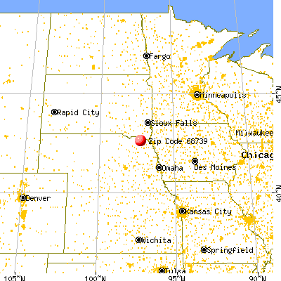 Hartington, NE (68739) map from a distance