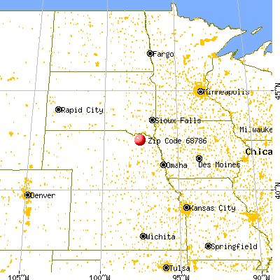Wausa, NE (68786) map from a distance