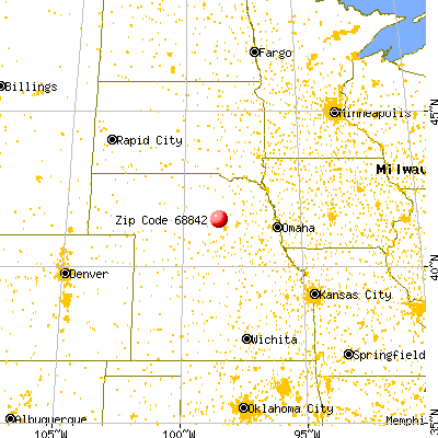 Greeley Center, NE (68842) map from a distance