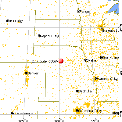 Oconto, NE (68860) map from a distance