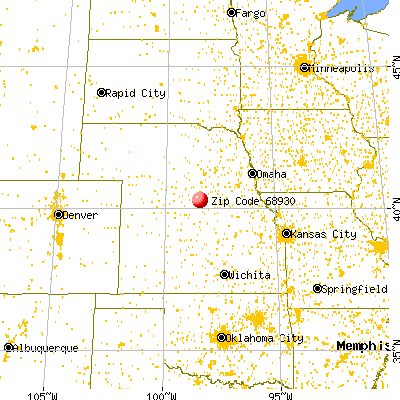 Blue Hill, NE (68930) map from a distance