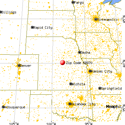 Red Cloud, NE (68970) map from a distance