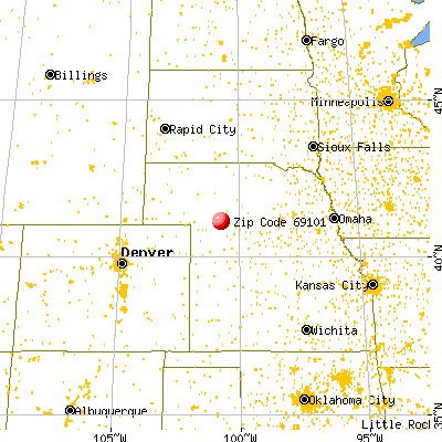 North Platte, NE (69101) map from a distance