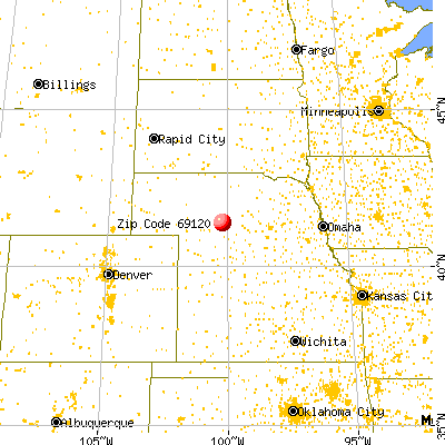 Arnold, NE (69120) map from a distance