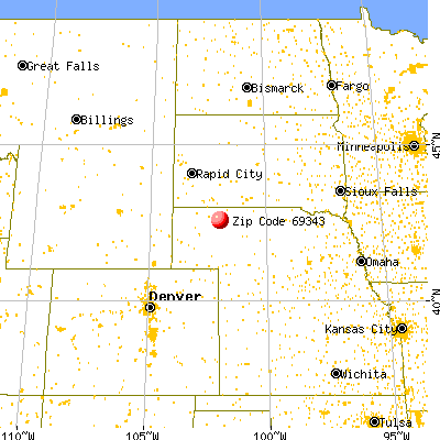 Gordon, NE (69343) map from a distance