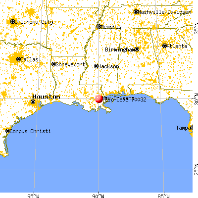 Arabi, LA (70032) map from a distance