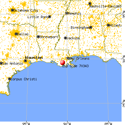 Bourg, LA (70343) map from a distance