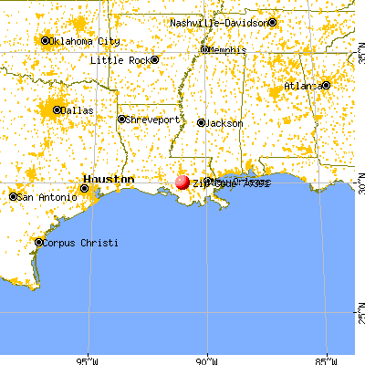 Paincourtville, LA (70391) map from a distance
