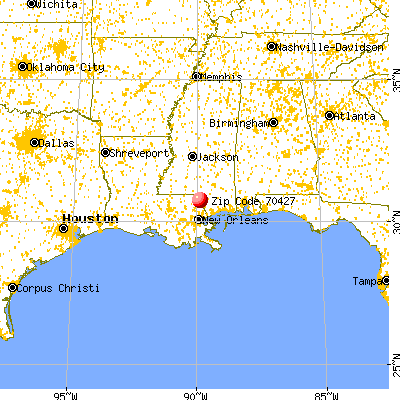 Bogalusa, LA (70427) map from a distance