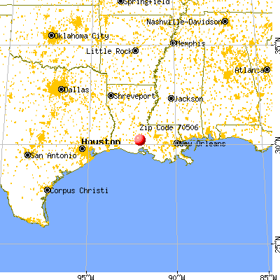 Lafayette, LA (70506) map from a distance