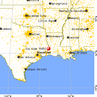 Merryville, LA (70653) map from a distance