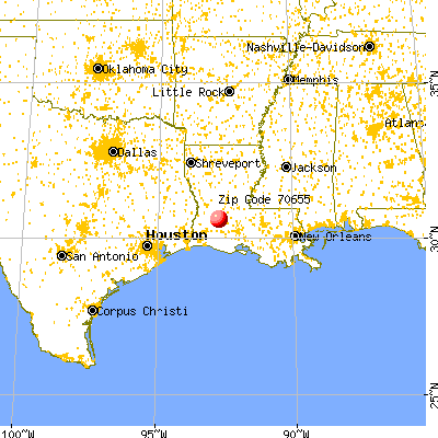 Oberlin, LA (70655) map from a distance