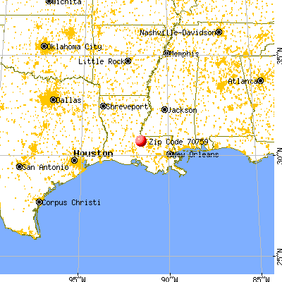 Morganza, LA (70759) map from a distance