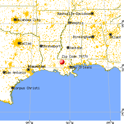 Central, LA (70770) map from a distance