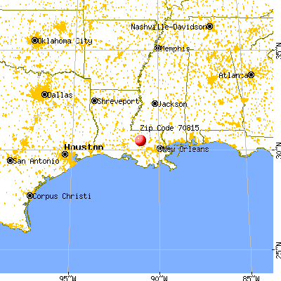 Baton Rouge, LA (70815) map from a distance
