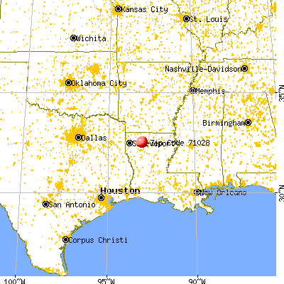 Mount Lebanon, LA (71028) map from a distance