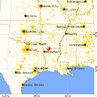 Haynesville, LA (71038) map from a distance