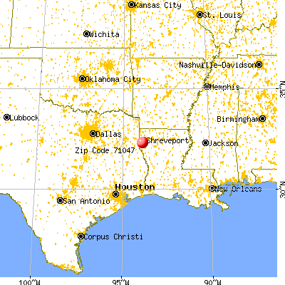 Shreveport, LA (71047) map from a distance