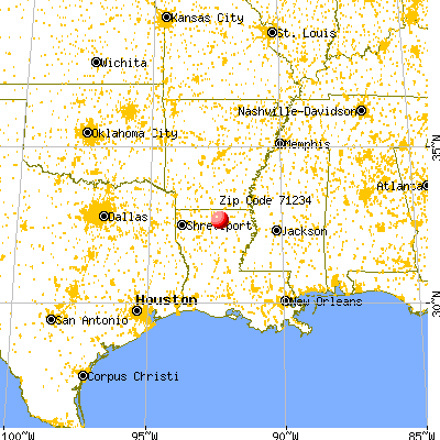 Downsville, LA (71234) map from a distance