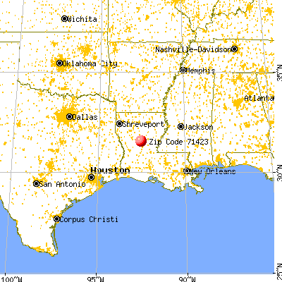 Prospect, LA (71423) map from a distance