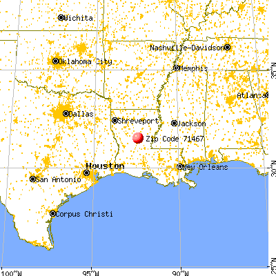 Pollock, LA (71467) map from a distance