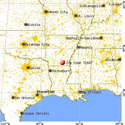 Hermitage, AR (71647) map from a distance