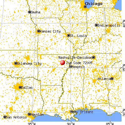 Amagon, AR (72005) map from a distance