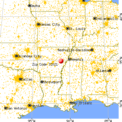 Brinkley, AR (72021) map from a distance