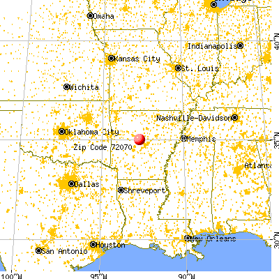 Houston, AR (72070) map from a distance