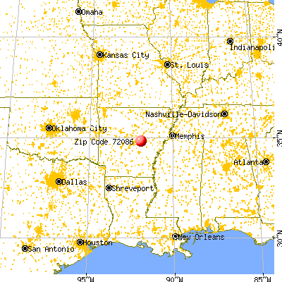 Lonoke, AR (72086) map from a distance