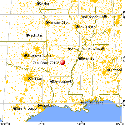 Little Rock, AR (72103) map from a distance