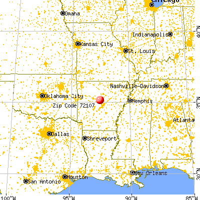 Menifee, AR (72107) map from a distance