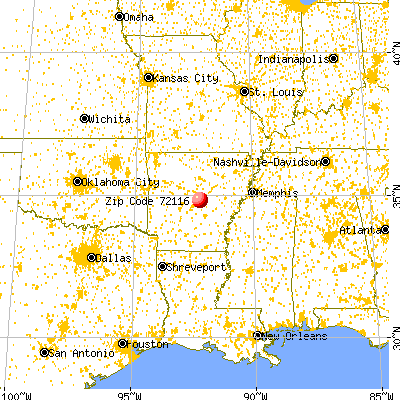 North Little Rock, AR (72116) map from a distance