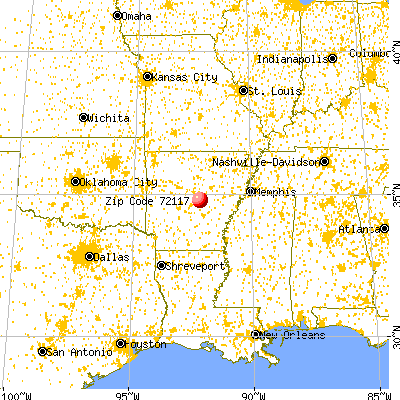 North Little Rock, AR (72117) map from a distance