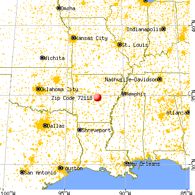 North Little Rock, AR (72118) map from a distance