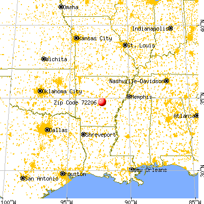 Little Rock, AR (72206) map from a distance