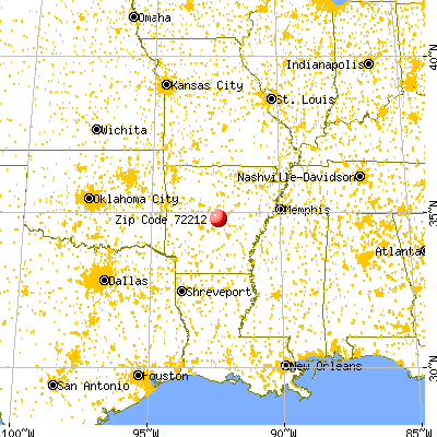Little Rock, AR (72212) map from a distance