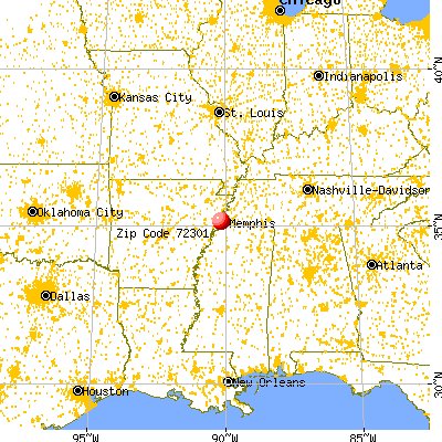 West Memphis, AR (72301) map from a distance