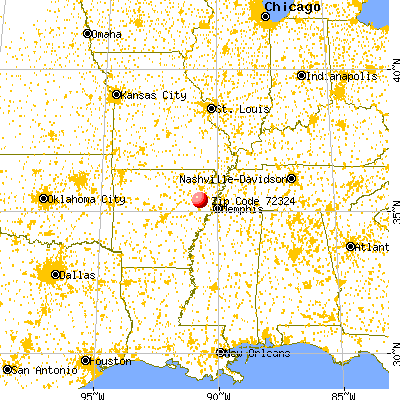 Cherry Valley, AR (72324) map from a distance