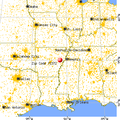 Palestine, AR (72372) map from a distance