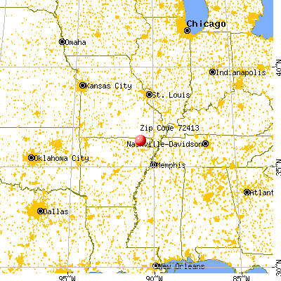 Biggers, AR (72413) map from a distance