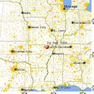 Black Rock, AR (72415) map from a distance