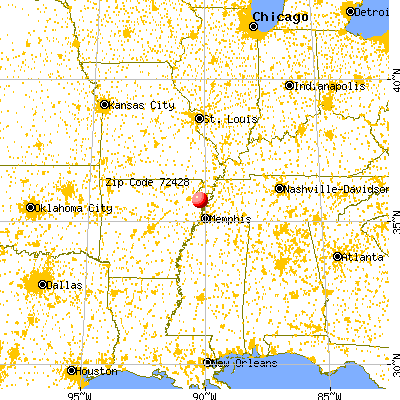 Etowah, AR (72428) map from a distance