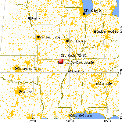 Ravenden Springs, AR (72460) map from a distance