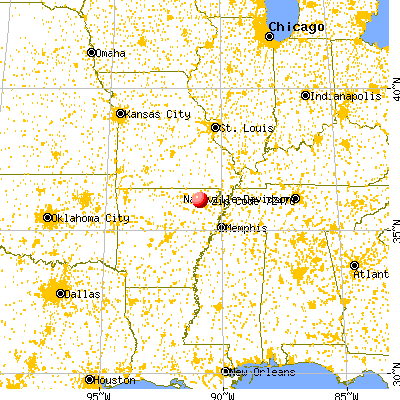 Walnut Ridge, AR (72476) map from a distance