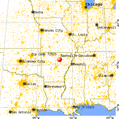 Concord, AR (72523) map from a distance