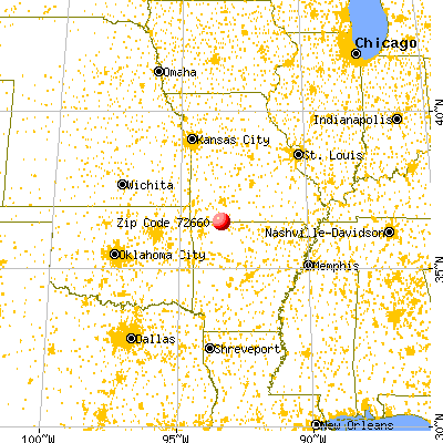 Oak Grove, AR (72660) map from a distance