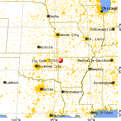 Fayetteville, AR (72703) map from a distance