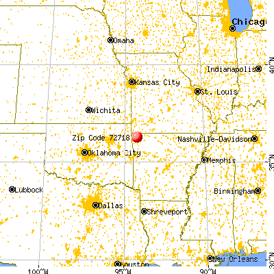 Cave Springs, AR (72718) map from a distance