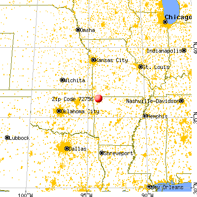 Rogers, AR (72756) map from a distance